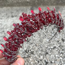 Salome Bordo Gelin Kına Tacı Yüksek Kalite Özel Gün Aksesuar Kadın Taç Saç Aksesuarı-SALOME-7 Salome Bordo Gelin Kına Tacı Yüksek Kalite Özel Gün Aksesuar Kadın Taç Saç Aksesuarı-SALOME-7