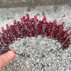 Salome Bordo Gelin Kına Tacı Yüksek Kalite Özel Gün Aksesuar Kadın Taç Saç Aksesuarı-SALOME-7 Salome Bordo Gelin Kına Tacı Yüksek Kalite Özel Gün Aksesuar Kadın Taç Saç Aksesuarı-SALOME-7