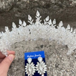 Salvatore Gümüş Gelin Kına Tacı Özel Gün Aksesuar Kadın Taç Ve İnce Mekik Küpe Takımı-SALVATORE-11 Salvatore Gümüş Gelin Kına Tacı Özel Gün Aksesuar Kadın Taç Ve İnce Mekik Küpe Takımı-SALVATORE-11