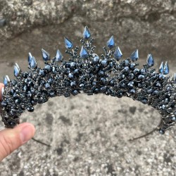 Salvatore Lacivert Gelin Kına Tacı Yüksek Kalite Özel Gün Aksesuar Kadın Taç Saç Aksesuarı-SALVATORE-4 Salvatore Lacivert Gelin Kına Tacı Yüksek Kalite Özel Gün Aksesuar Kadın Taç Saç Aksesuarı-SALVATORE-4