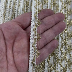 Krem Gold Seraphine L&uuml;ks Dekoratif Kenar S&uuml;s&uuml; Şerit &ndash; El İşi S&uuml;sleme 1 Metre-SERAPHINE-100