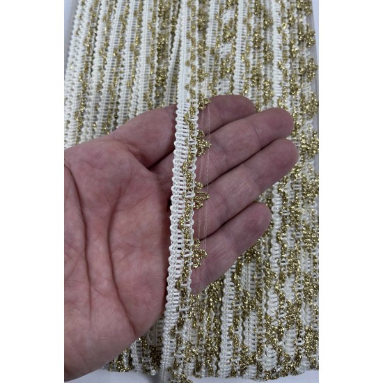 Krem Gold Seraphine L&uuml;ks Dekoratif Kenar S&uuml;s&uuml; Şerit &ndash; El İşi S&uuml;sleme 1 Metre-SERAPHINE-100