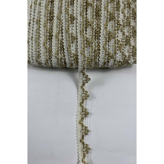 Krem Gold Seraphine L&uuml;ks Dekoratif Kenar S&uuml;s&uuml; Şerit &ndash; El İşi S&uuml;sleme 1 Metre-SERAPHINE-100