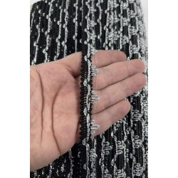 Siyah G&uuml;m&uuml;ş Seraphine L&uuml;ks Dekoratif Kenar S&uuml;s&uuml; Şerit &ndash; El İşi S&uuml;sleme 1 Metre-SERAPHINE-103