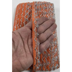 Turuncu G&uuml;m&uuml;ş Seraphine L&uuml;ks Dekoratif Kenar S&uuml;s&uuml; Şerit &ndash; El İşi S&uuml;sleme 1 Metre-SERAPHINE-104