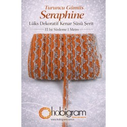 Turuncu G&uuml;m&uuml;ş Seraphine L&uuml;ks Dekoratif Kenar S&uuml;s&uuml; Şerit &ndash; El İşi S&uuml;sleme 1 Metre-SERAPHINE-104