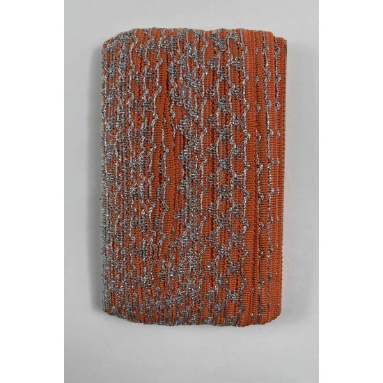 Turuncu G&uuml;m&uuml;ş Seraphine L&uuml;ks Dekoratif Kenar S&uuml;s&uuml; Şerit &ndash; El İşi S&uuml;sleme 1 Metre-SERAPHINE-104