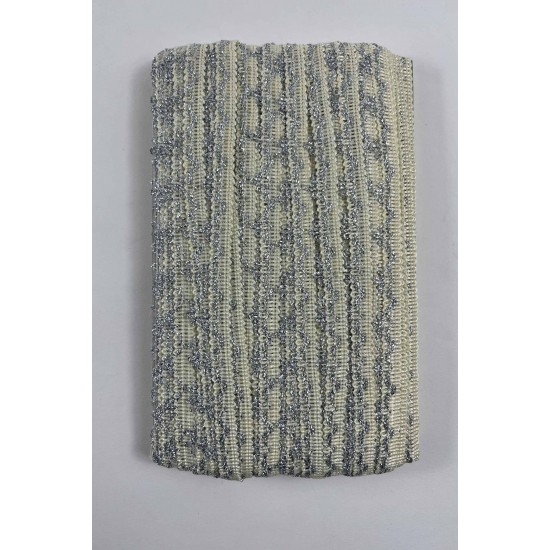 Krem G&uuml;m&uuml;ş Seraphine L&uuml;ks Dekoratif Kenar S&uuml;s&uuml; Şerit &ndash; El İşi S&uuml;sleme 1 Metre-SERAPHINE-105