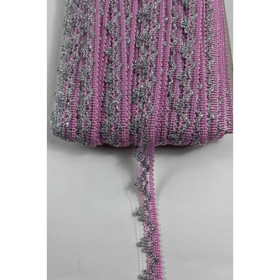 Pembe G&uuml;m&uuml;ş Seraphine L&uuml;ks Dekoratif Kenar S&uuml;s&uuml; Şerit &ndash; El İşi S&uuml;sleme 1 Metre-SERAPHINE-106