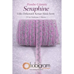 Pembe G&uuml;m&uuml;ş Seraphine L&uuml;ks Dekoratif Kenar S&uuml;s&uuml; Şerit &ndash; El İşi S&uuml;sleme 1 Metre-SERAPHINE-106