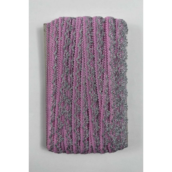 Pembe G&uuml;m&uuml;ş Seraphine L&uuml;ks Dekoratif Kenar S&uuml;s&uuml; Şerit &ndash; El İşi S&uuml;sleme 1 Metre-SERAPHINE-106