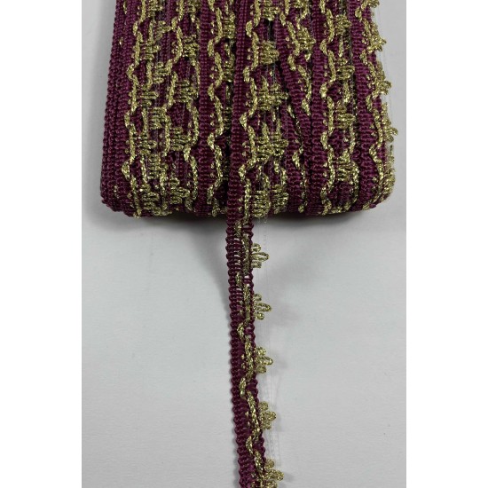 Bordo Gold Seraphine L&uuml;ks Dekoratif Kenar S&uuml;s&uuml; Şerit &ndash; El İşi S&uuml;sleme 1 Metre-SERAPHINE-107