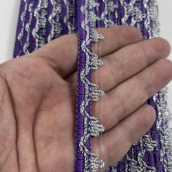 Mor G&uuml;m&uuml;ş Seraphine L&uuml;ks Dekoratif Kenar S&uuml;s&uuml; Şerit &ndash; El İşi S&uuml;sleme 1 Metre-SERAPHINE-108