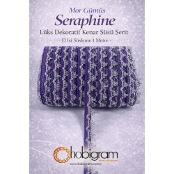 Mor G&uuml;m&uuml;ş Seraphine L&uuml;ks Dekoratif Kenar S&uuml;s&uuml; Şerit &ndash; El İşi S&uuml;sleme 1 Metre-SERAPHINE-108
