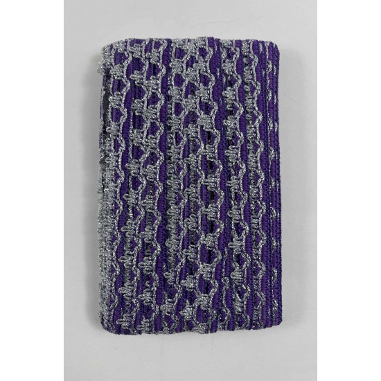 Mor G&uuml;m&uuml;ş Seraphine L&uuml;ks Dekoratif Kenar S&uuml;s&uuml; Şerit &ndash; El İşi S&uuml;sleme 1 Metre-SERAPHINE-108