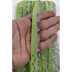 Yeşil G&uuml;m&uuml;ş Seraphine L&uuml;ks Dekoratif Kenar S&uuml;s&uuml; Şerit &ndash; El İşi S&uuml;sleme 1 Metre-SERAPHINE-109
