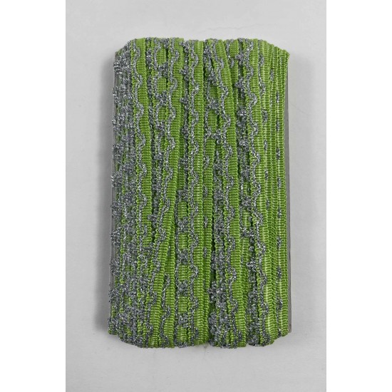 Yeşil G&uuml;m&uuml;ş Seraphine L&uuml;ks Dekoratif Kenar S&uuml;s&uuml; Şerit &ndash; El İşi S&uuml;sleme 1 Metre-SERAPHINE-109