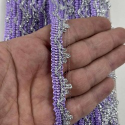 Lila G&uuml;m&uuml;ş Seraphine L&uuml;ks Dekoratif Kenar S&uuml;s&uuml; Şerit &ndash; El İşi S&uuml;sleme 1 Metre-SERAPHINE-111