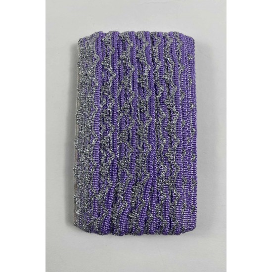 Lila G&uuml;m&uuml;ş Seraphine L&uuml;ks Dekoratif Kenar S&uuml;s&uuml; Şerit &ndash; El İşi S&uuml;sleme 1 Metre-SERAPHINE-111