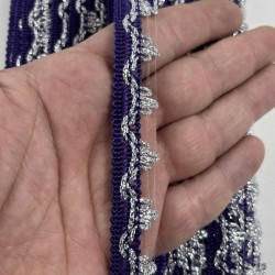 Lacivert G&uuml;m&uuml;ş Seraphine L&uuml;ks Dekoratif Kenar S&uuml;s&uuml; Şerit &ndash; El İşi S&uuml;sleme 1 Metre-SERAPHINE-112