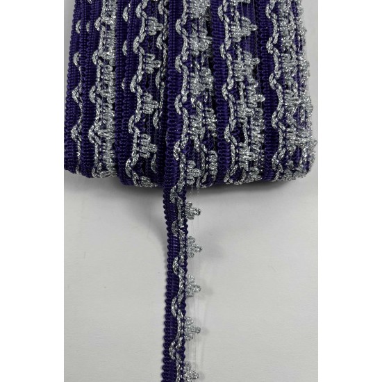 Lacivert G&uuml;m&uuml;ş Seraphine L&uuml;ks Dekoratif Kenar S&uuml;s&uuml; Şerit &ndash; El İşi S&uuml;sleme 1 Metre-SERAPHINE-112