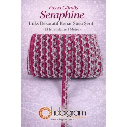 Fuşya G&uuml;m&uuml;ş Seraphine L&uuml;ks Dekoratif Kenar S&uuml;s&uuml; Şerit &ndash; El İşi S&uuml;sleme 1 Metre-SERAPHINE-114