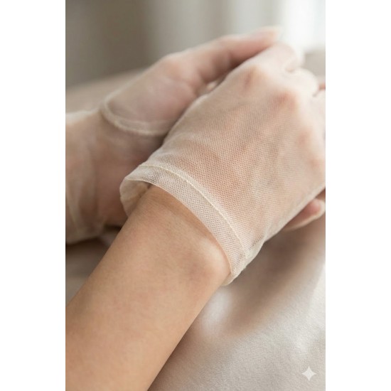 Seravelle Pure Skin Beyaz T&uuml;l Gelin Eldiveni &ndash; İkinci Ten Efekti Zarif Nikah Aksesuarı-SERAVELLE-1