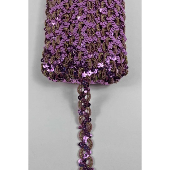 Pembe Sevoria Pullu Dekoratif Kenar S&uuml;s&uuml; Şerit &ndash; El İşi S&uuml;sleme 1 Metre-SEVORIA-100