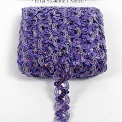 Lila Sevoria Pullu Dekoratif Kenar S&uuml;s&uuml; Şerit &ndash; El İşi S&uuml;sleme 1 Metre-SEVORIA-101