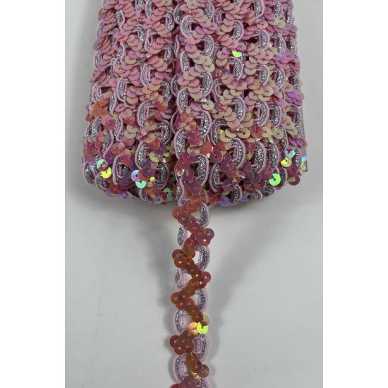 Yavruağzı Sevoria Pullu Dekoratif Kenar S&uuml;s&uuml; Şerit &ndash; El İşi S&uuml;sleme 1 Metre-SEVORIA-104