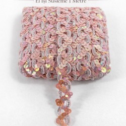 Yavruağzı Sevoria Pullu Dekoratif Kenar S&uuml;s&uuml; Şerit &ndash; El İşi S&uuml;sleme 1 Metre-SEVORIA-104