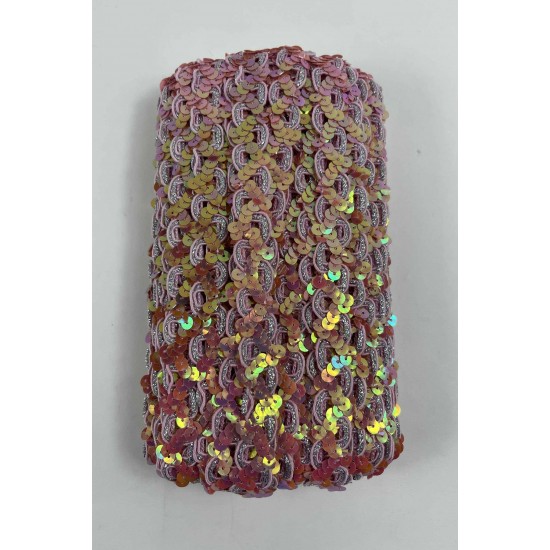 Yavruağzı Sevoria Pullu Dekoratif Kenar S&uuml;s&uuml; Şerit &ndash; El İşi S&uuml;sleme 1 Metre-SEVORIA-104