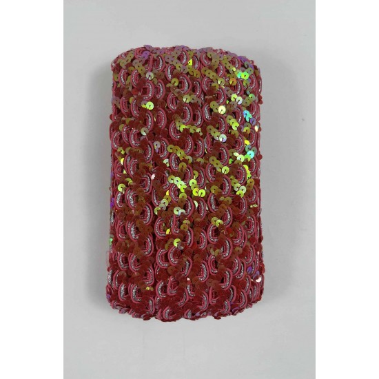 Janjanlı Kırmızı Sevoria Pullu Dekoratif Kenar S&uuml;s&uuml; Şerit &ndash; El İşi S&uuml;sleme 1 Metre-SEVORIA-105