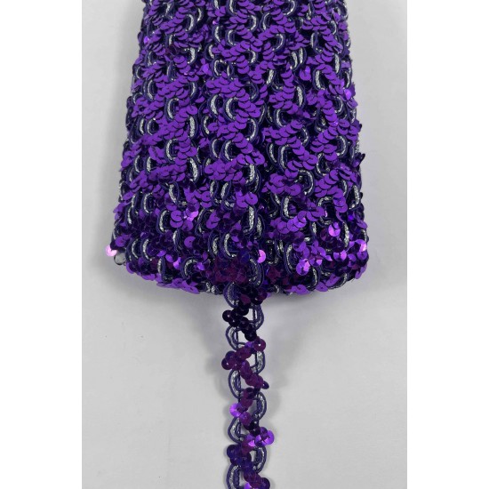 Koyu Mor Sevoria Pullu Dekoratif Kenar S&uuml;s&uuml; Şerit &ndash; El İşi S&uuml;sleme 1 Metre-SEVORIA-106