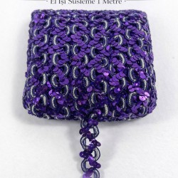 Koyu Mor Sevoria Pullu Dekoratif Kenar S&uuml;s&uuml; Şerit &ndash; El İşi S&uuml;sleme 1 Metre-SEVORIA-106