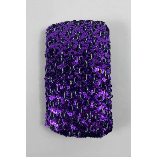 Koyu Mor Sevoria Pullu Dekoratif Kenar S&uuml;s&uuml; Şerit &ndash; El İşi S&uuml;sleme 1 Metre-SEVORIA-106
