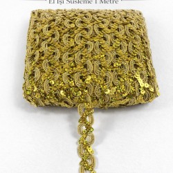 Gold Sevoria Pullu Dekoratif Kenar S&uuml;s&uuml; Şerit &ndash; El İşi S&uuml;sleme 1 Metre-SEVORIA-108