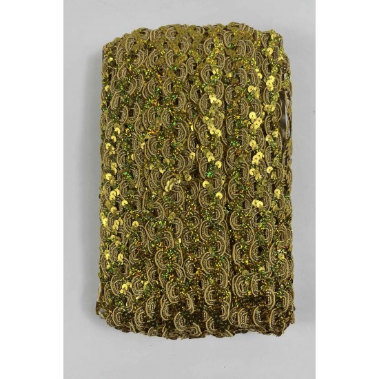 Gold Sevoria Pullu Dekoratif Kenar S&uuml;s&uuml; Şerit &ndash; El İşi S&uuml;sleme 1 Metre-SEVORIA-108