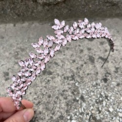 Silvana Pembe Gelin Kına Tacı Yüksek Kalite Özel Gün Aksesuar Kadın Taç Saç Aksesuarı-SILVANA-1 Silvana Pembe Gelin Kına Tacı Yüksek Kalite Özel Gün Aksesuar Kadın Taç Saç Aksesuarı-SILVANA-1