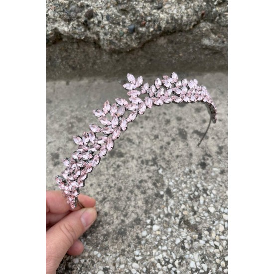 Silvana Pembe Gelin Kına Tacı Yüksek Kalite Özel Gün Aksesuar Kadın Taç Saç Aksesuarı-SILVANA-1 Silvana Pembe Gelin Kına Tacı Yüksek Kalite Özel Gün Aksesuar Kadın Taç Saç Aksesuarı-SILVANA-1