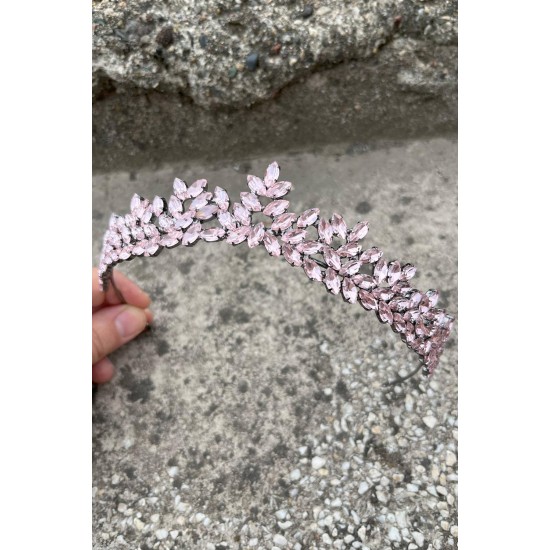 Silvana Pembe Gelin Kına Tacı Yüksek Kalite Özel Gün Aksesuar Kadın Taç Saç Aksesuarı-SILVANA-1 Silvana Pembe Gelin Kına Tacı Yüksek Kalite Özel Gün Aksesuar Kadın Taç Saç Aksesuarı-SILVANA-1