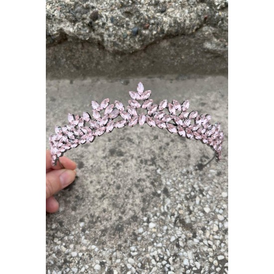Silvana Pembe Gelin Kına Tacı Yüksek Kalite Özel Gün Aksesuar Kadın Taç Saç Aksesuarı-SILVANA-1 Silvana Pembe Gelin Kına Tacı Yüksek Kalite Özel Gün Aksesuar Kadın Taç Saç Aksesuarı-SILVANA-1