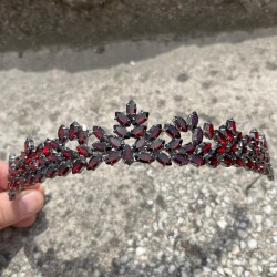 Silvana Bordo Gelin Kına Tacı Yüksek Kalite Özel Gün Aksesuar Kadın Taç Saç Aksesuarı-SILVANA-10 Silvana Bordo Gelin Kına Tacı Yüksek Kalite Özel Gün Aksesuar Kadın Taç Saç Aksesuarı-SILVANA-10