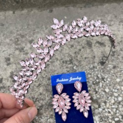 Silvana Pembe Gelin Kına Tacı Özel Gün Aksesuar Kadın Taç Ve İnce Mekik Küpe Takımı-SILVANA-15 Silvana Pembe Gelin Kına Tacı Özel Gün Aksesuar Kadın Taç Ve İnce Mekik Küpe Takımı-SILVANA-15