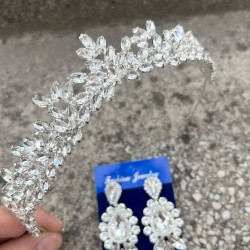 Silvana Gümüş Gelin Kına Tacı Özel Gün Aksesuar Kadın Taç Ve Üç Mekik Küpe Takımı-SILVANA-25 Silvana Gümüş Gelin Kına Tacı Özel Gün Aksesuar Kadın Taç Ve Üç Mekik Küpe Takımı-SILVANA-25