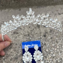 Silvana Gümüş Gelin Kına Tacı Özel Gün Aksesuar Kadın Taç Ve Üç Mekik Küpe Takımı-SILVANA-25 Silvana Gümüş Gelin Kına Tacı Özel Gün Aksesuar Kadın Taç Ve Üç Mekik Küpe Takımı-SILVANA-25