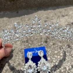 Silvana Gümüş Gelin Kına Tacı Özel Gün Aksesuar Kadın Taç Ve Geniş Mekik Küpe Takımı-SILVANA-28 Silvana Gümüş Gelin Kına Tacı Özel Gün Aksesuar Kadın Taç Ve Geniş Mekik Küpe Takımı-SILVANA-28