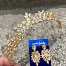 Silvana Gold Gelin Kına Tacı Özel Gün Aksesuar Kadın Taç Ve İnce Mekik Küpe Takımı-SILVANA-30 Silvana Gold Gelin Kına Tacı Özel Gün Aksesuar Kadın Taç Ve İnce Mekik Küpe Takımı-SILVANA-30