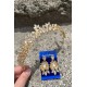 Silvana Gold Gelin Kına Tacı Özel Gün Aksesuar Kadın Taç Ve Üç Mekik Küpe Takımı-SILVANA-32 Silvana Gold Gelin Kına Tacı Özel Gün Aksesuar Kadın Taç Ve Üç Mekik Küpe Takımı-SILVANA-32