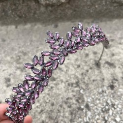 Silvana Mor Gelin Kına Tacı Yüksek Kalite Özel Gün Aksesuar Kadın Taç Saç Aksesuarı-SILVANA-4 Silvana Mor Gelin Kına Tacı Yüksek Kalite Özel Gün Aksesuar Kadın Taç Saç Aksesuarı-SILVANA-4